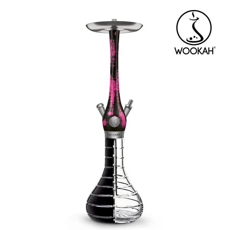 Wookah Shisha Black Pink Striped Black Clear