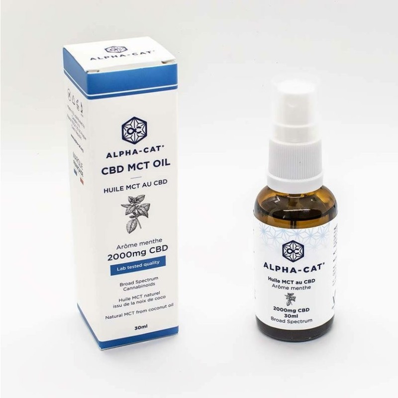 Alpha-Cat CBD Spray MCT Kokosnussöl mit Minzaroma, 20%, 2000 mg, 30 ml