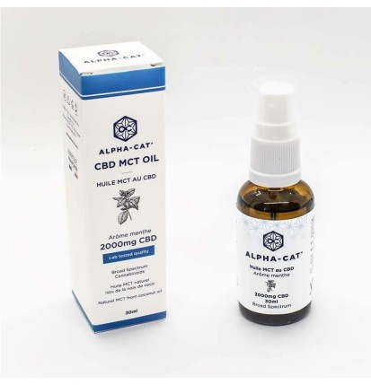 Alpha-Cat CBD Spray MCT Kokosnussöl mit Minzaroma, 20%, 2000 mg, 30 ml