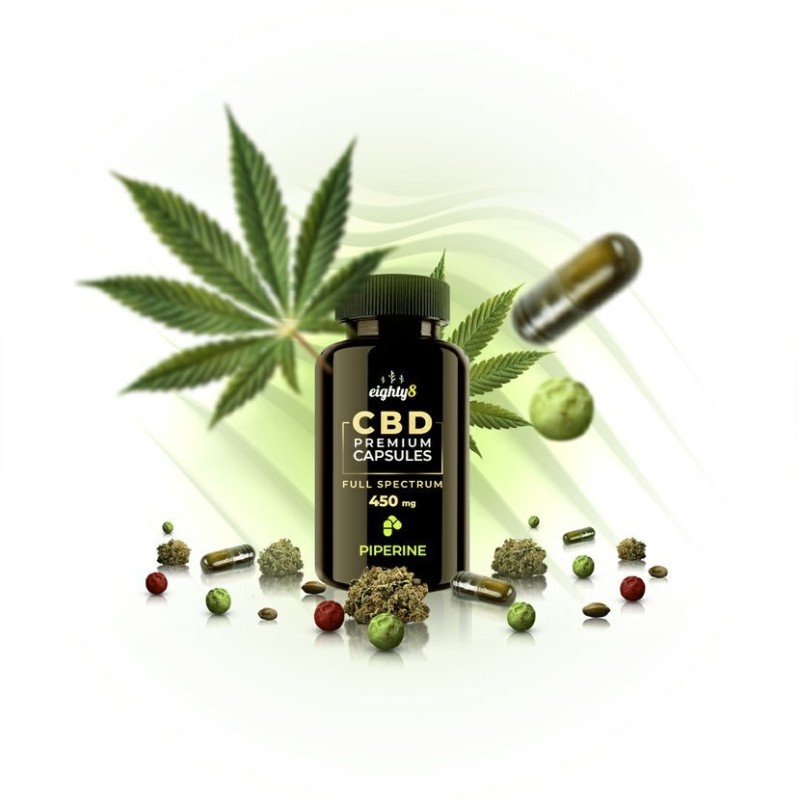 Eighty8 CBD & Piperin Kapseln, 30 Stück x 15 mg, 450 mg