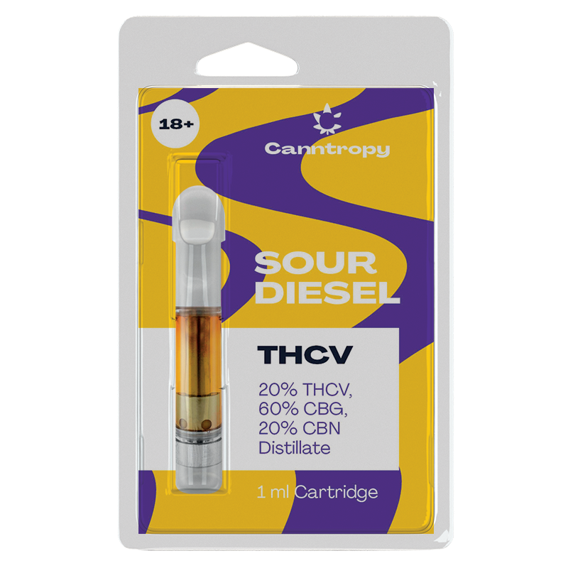 Canntropy THCV Cartridge Sour Diesel - 20% THCV, 60% CBG, 20% CBN, (1ml)