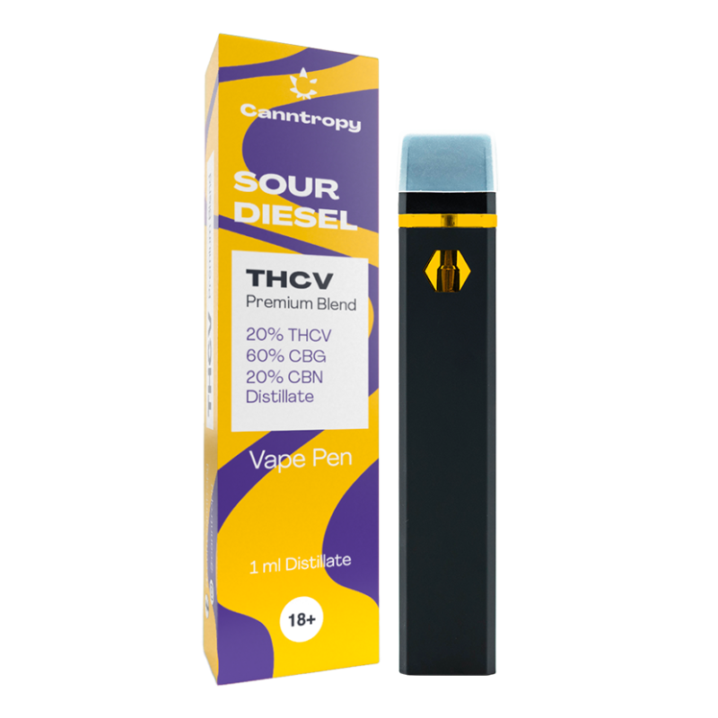 Canntropy THCV Vape Pen Sour Diesel, 20% THCV, 60% CBG, 20% CBN, 1ml