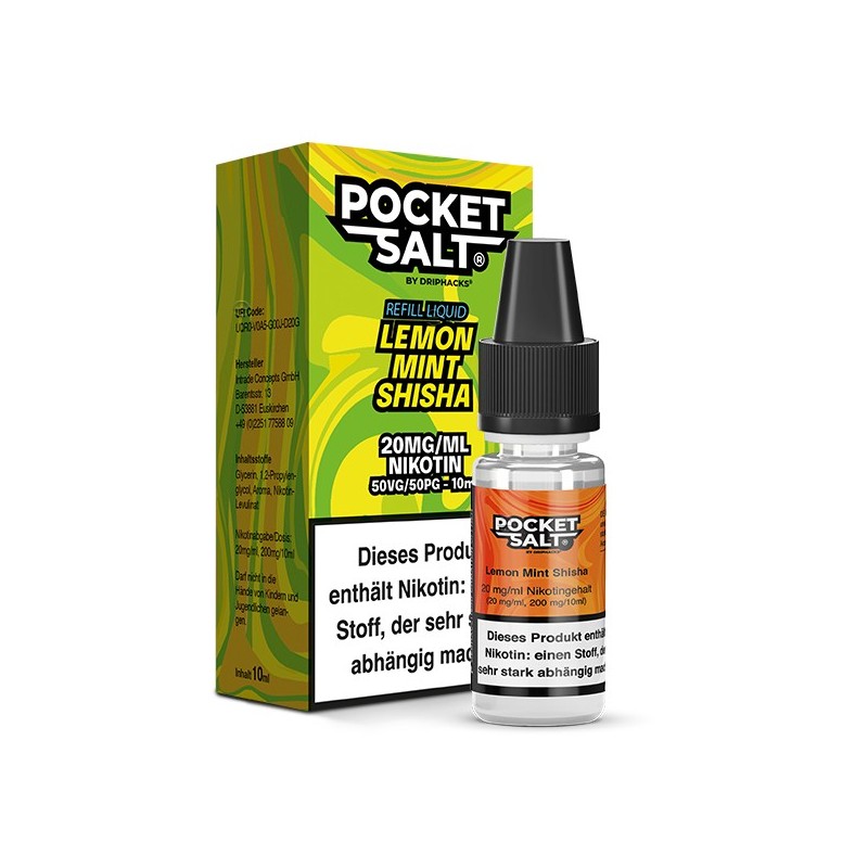 POCKET SALT Lemon Mint Shisha Nikotinsalz Liquid 10 ml