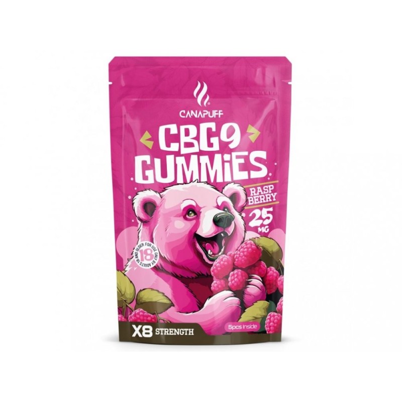 CanaPuff CBG9 Gummies Himbeere, 5 Stück x 25 mg CBG9, 125 mg