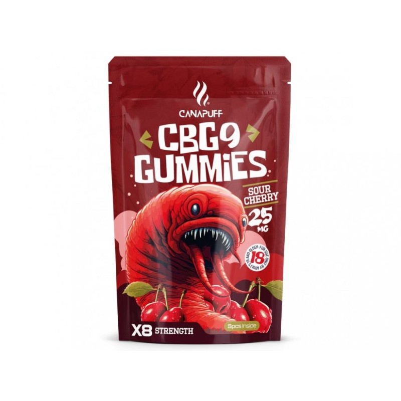 CanaPuff CBG9 Gummies Sauerkirsche, 5 Stück x 25 mg CBG9, 125 mg