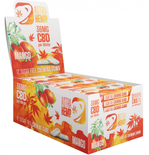 Multitrance Astra Hanf Mango Kaugummi (36mg CBD), 24 Schachteln im Dis