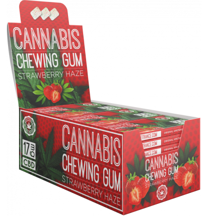 Multitrance Cannabis Erdbeer Kaugummi (17mg CBD), 24 Schachteln im Dis