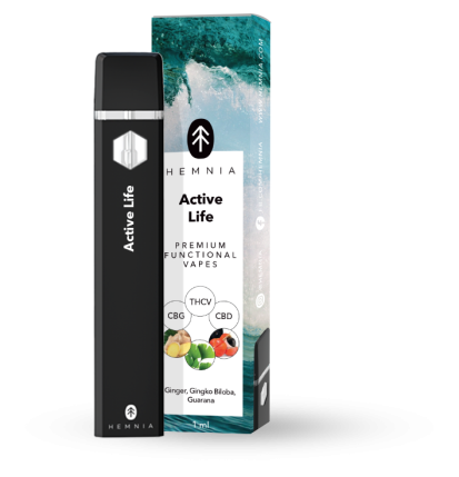 Hemnia Hochwertiger funktionaler THCV-, CBG- und CBD-Vape-Pen Active Life – 20 % THCV, 50 % CBG, 25 % CBD,1 ml