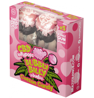 Multitrance Bubbly Billy Buds 10 mg CBD Zuckerwatte-Lollis mit Kaugumm