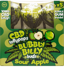 Multitrance Bubbly Billy Buds 10 mg CBD Saure Apfel-Lollis mit Kaugumm