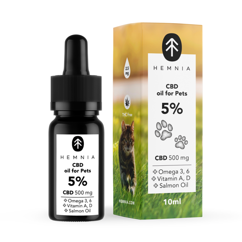 Hemnia CBD in Lachsöl für Tiere – 5 % CBD, 500 mg, 10 ml