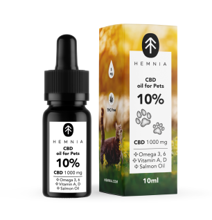 Hemnia CBD in Lachsöl für Tiere – 10 % CBD, 1000 mg, 10 ml