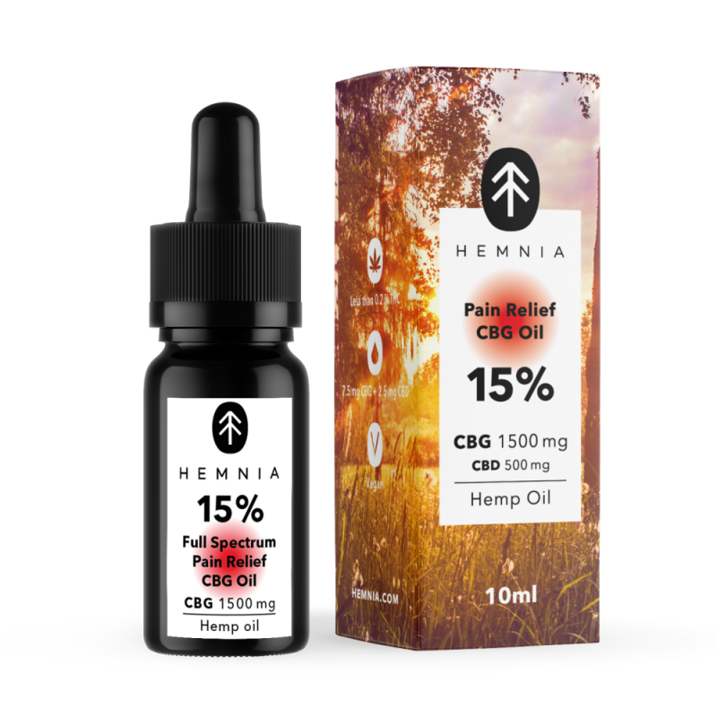 Hemnia Vollspektrum-CBG-Öl zur Schmerzlinderung – 15 % CBG, 5 % CBD, 1500 mg, 10 ml