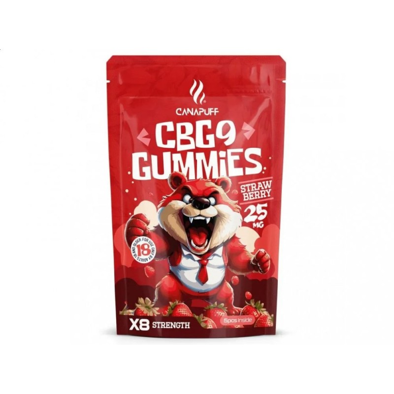 CanaPuff CBG9 Gummies Erdbeere, 5 Stück x 25 mg CBG9, 125 mg