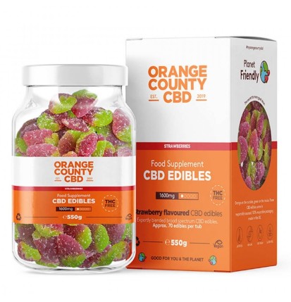 Orange County CBD Gummies Erdbeeren, 70 Stück, 1600 mg CBD, 550 g