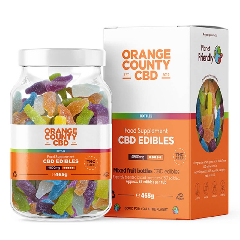 Orange County CBD Gummibärchen-Flaschen, 85 Stück, 4800 mg CBD, 465 g