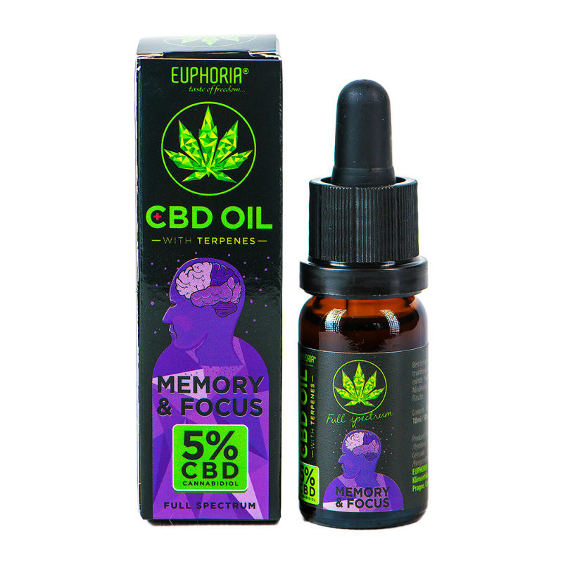 Euphoria CBD-Öl 5 % mit Terpenen, 10 ml, 500 mg – Memory & Focus