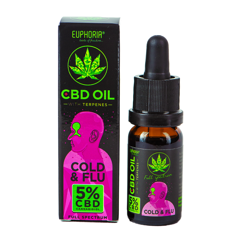 Euphoria CBD-Öl 5 % mit Terpenen, 10 ml, 500 mg – Erkältung und Grippe