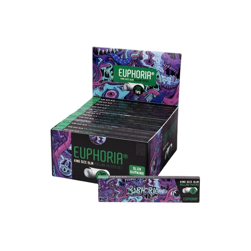 Euphoria King Size Slim Psychedelic Blättchen + Filter – Box mit 24 Stück