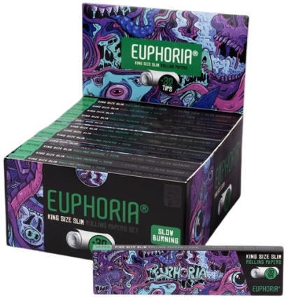 Euphoria King Size Slim Psychedelic Blättchen + Filter – Box mit 24 Stück