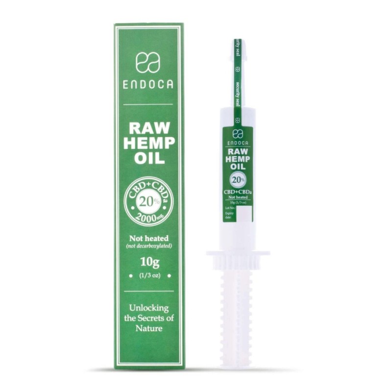 Endoca RAW Hanföl-Extrakt 2000 mg CBD + CBDa (20%), 10 g Spritze