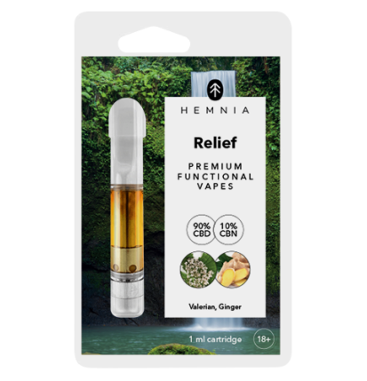 Hemnia Kartusche Relief - 90 % CBD, 10 % CBN, Baldrian, Ingwer, 1 ml