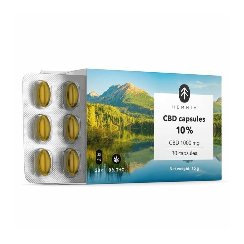 Hemnia CBD-Kapseln 10 %, 1000 mg, 30 Stück x 33,3 mg CBD